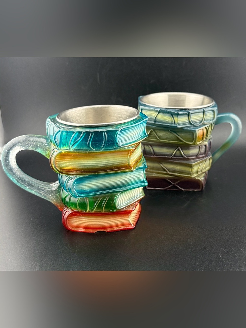 2 Book Mug Novelty Stacked Book Coffee Cup 6oz Espresso Acrylic/Stainless steel